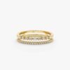 Sterling silver double diamond band ring with layered design