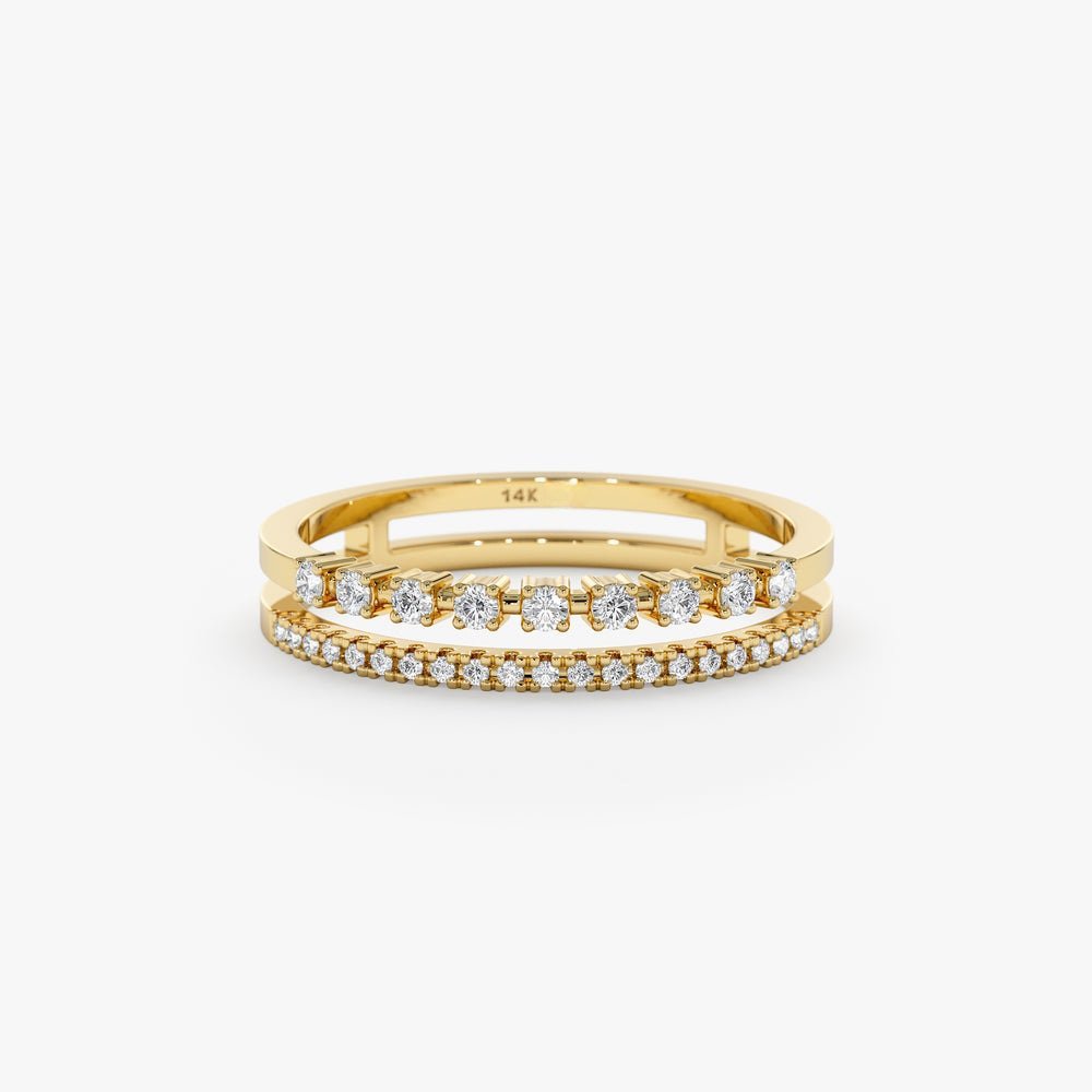 925 Sterling Silver Double Diamond Band