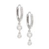 Sterling silver hoop earrings with bezel-set premium CZ diamond drops