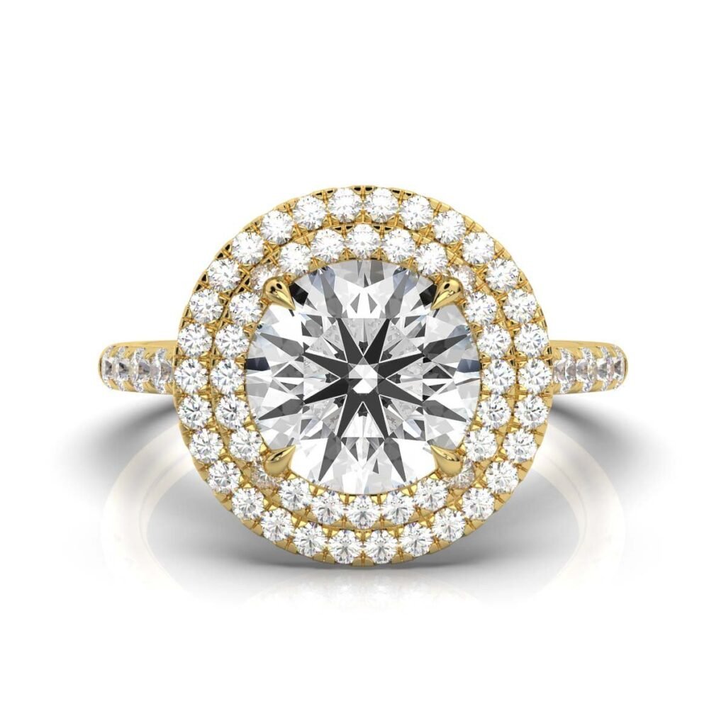 925 Sterling Silver Double Halo Diamond Engagment Ring