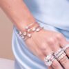 Double heart bangle with Premium CZ Diamond accents