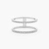 925 Sterling Silver Double Line Diamond Ring - Image 2