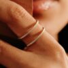 925 Sterling Silver Double Line Diamond Ring - Image 3