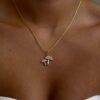 925 Sterling Silver Double Mushroom Diamond Pendant - Image 2