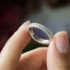 Gold-plated ring with refined double-row diamond style