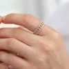 925 Sterling Silver Double Row Micro Pave Diamond Ring with Baguette Diamond - Image 2