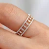 925 Sterling Silver Double Row Micro Pave Diamond Ring with Baguette Diamond - Image 5