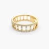 925 Sterling Silver Double Row Micro Pave Diamond Ring with Baguette Diamond - Image 7