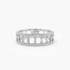 925 Sterling Silver Double Row Micro Pave Diamond Ring with Baguette Diamond - Image 8