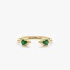 925 Sterling Silver Drop Emerald Open Ring