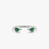 925 Sterling Silver Drop Emerald Open Ring - Image 2