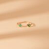 925 Sterling Silver Drop Emerald Open Ring - Image 3