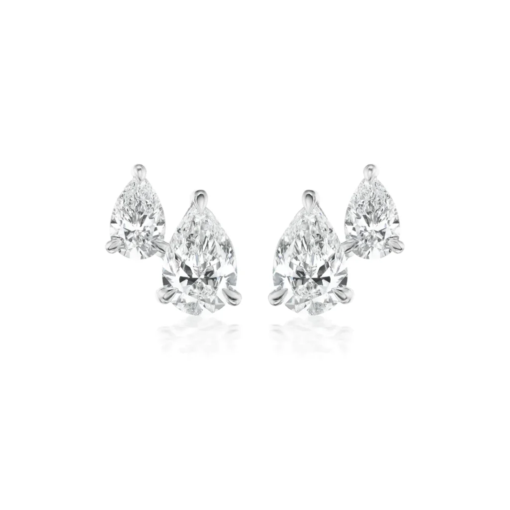 925 Sterling Silver Duo Marquise Diamond Studs