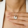 925 Sterling Silver Elegant Diamond Disc Chain Necklace - Image 2
