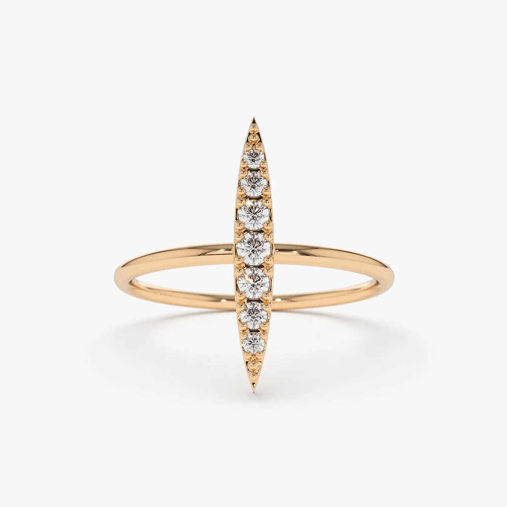 925 Sterling Silver Elongated Micro Pave Diamond Ring