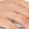 925 Sterling Silver Elongated Micro Pave Diamond Ring - Image 4