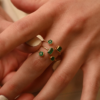 925 Sterling Silver Emerald Adjustable Ring - Image 2