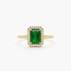 925 Sterling Silver Emerald and Diamond Bold Engagement Ring - Image 4