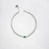 925 Sterling Silver Emerald and Diamond Cuban Bracelet - Image 2