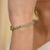 925 Sterling Silver Emerald and Diamond Designer Tennis Bracelet - Image 4