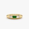 Emerald and diamond dome ring in 925 sterling silver