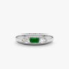 925 sterling silver ring with emerald and diamond accents