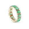 Emerald cut eternity band with green and diamond accents