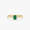 925 Sterling Silver Emerald and Diamond Engagement Ring