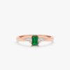925 Sterling Silver Emerald and Diamond Engagement Ring - Image 3