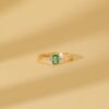 925 Sterling Silver Emerald and Diamond Engagement Ring - Image 5
