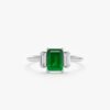 925 Sterling Silver Emerald and Diamond Engagement Ring - Image 2