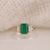 925 Sterling Silver Emerald and Diamond Engagement Ring - Image 4