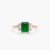925 Sterling Silver Emerald and Diamond Engagement Ring - Image 5