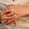 925 Sterling Silver Emerald and Diamond Engagement Ring - Image 6