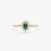 925 Sterling Silver Emerald and Diamond Engagement Ring