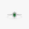 925 Sterling Silver Emerald and Diamond Engagement Ring - Image 2