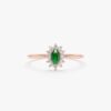 925 Sterling Silver Emerald and Diamond Engagement Ring - Image 3
