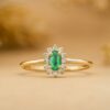 925 Sterling Silver Emerald and Diamond Engagement Ring - Image 4