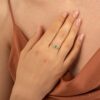 925 Sterling Silver Emerald and Diamond Engagement Ring - Image 5