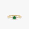 925 Sterling Silver Emerald and Diamond Engagement Ring