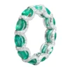 925 Sterling Silver Emerald and Diamond Eternity Band - Image 3