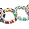 925 Sterling Silver Emerald and Diamond Eternity Band - Image 5