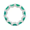 925 Sterling Silver Emerald and Diamond Eternity Band - Image 7