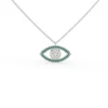 925 Sterling Silver Emerald and Diamond Evil Eye Pendant - Image 3