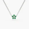 925 Sterling Silver Emerald and Diamond Flower Charm Necklace - Image 3