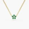 925 Sterling Silver Emerald and Diamond Flower Charm Necklace - Image 4