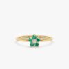925 Sterling Silver Emerald and Diamond Flower Ring