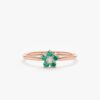 925 Sterling Silver Emerald and Diamond Flower Ring - Image 7