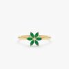 925 Sterling Silver Emerald and Diamond Flower Ring
