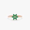 925 Sterling Silver Emerald and Diamond Flower Ring - Image 4